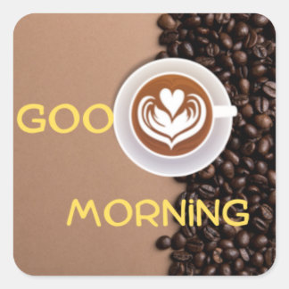 good morning coffe square sticker