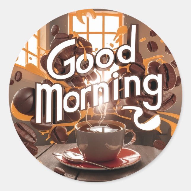 Good Morning Coffee and Breads #6 Classic Round Sticker (Front)