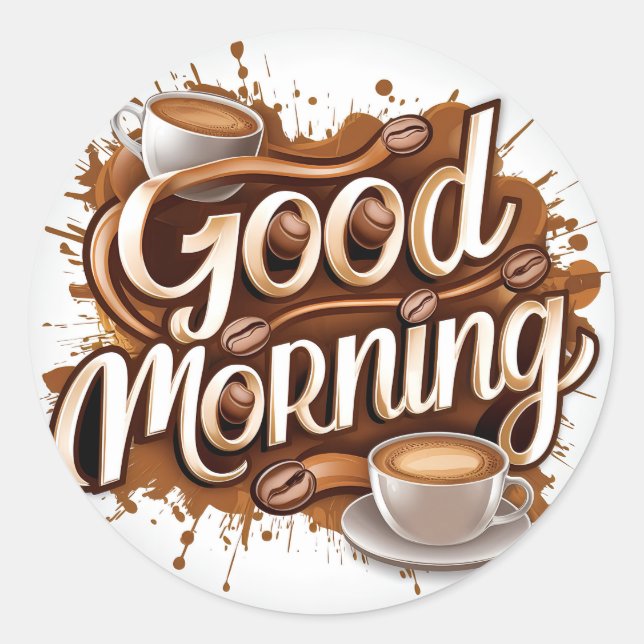 Good Morning Coffee and Breads #7 Classic Round Sticker (Front)