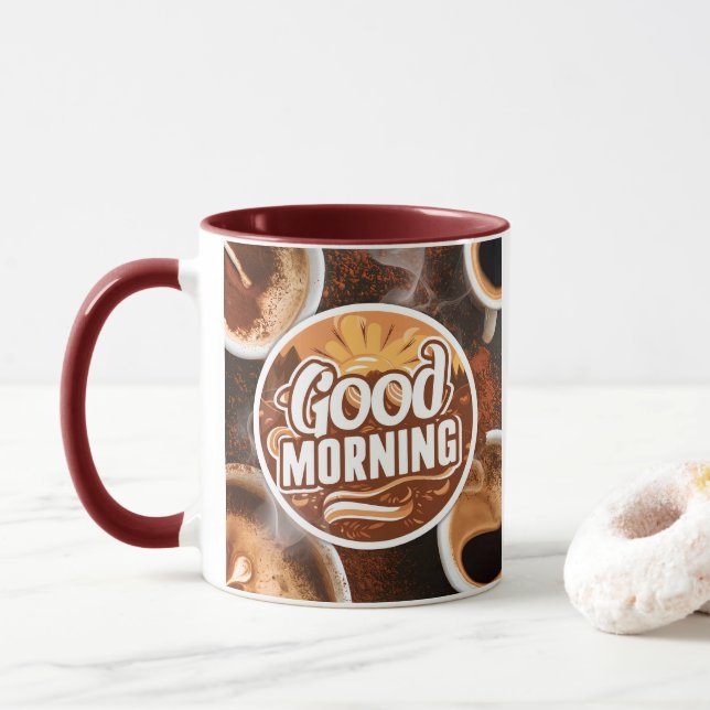 Good Morning Coffee Art #2 Mug (With Donut)