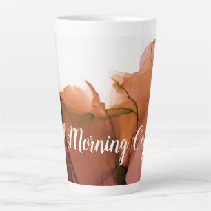 Good Morning Coffee Brown Ink Swirls Background Latte Mug