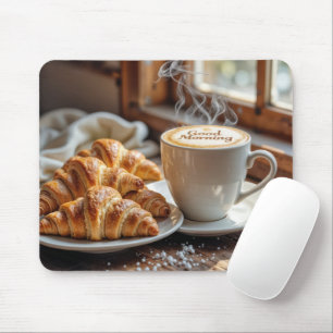 Good Morning Coffee With Croissants Mouse Pad