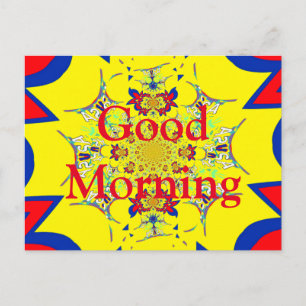 Good Morning Colourful Bright floral damask Postcard