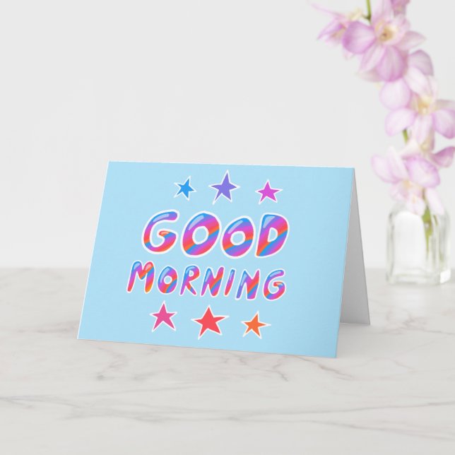 GOOD MORNING Colourful Cool Stripes CUSTOM Card (Orchid)