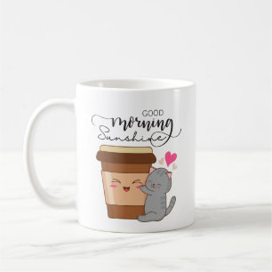 Good Morning Cute Cat & Coffee kawaii  Coffee Mug