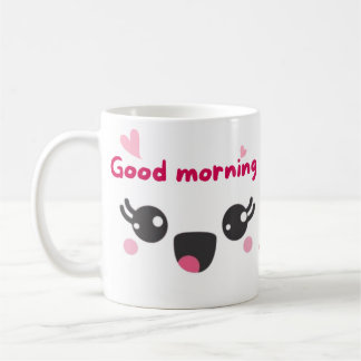 good morning cute pink coffee mug