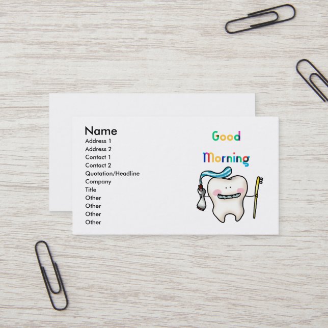 good morning cute tooth dental business card (Front/Back In Situ)