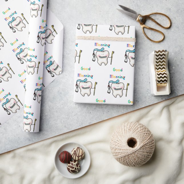 good morning ( cute tooth ) wrapping paper (Crafts)