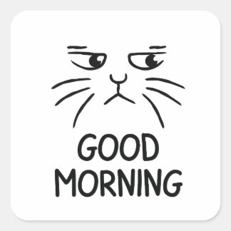 good morning design square sticker
