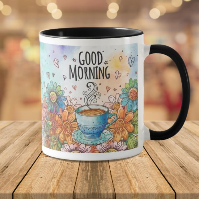 Good Morning Doodle Coffee  Two-Tone Coffee Mug (Creator Uploaded)