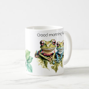Good Morning European Aesthetic Frogs Coffee Mug