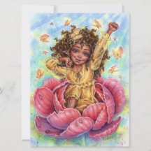 Good Morning Fairy Art Card Flower Garden 