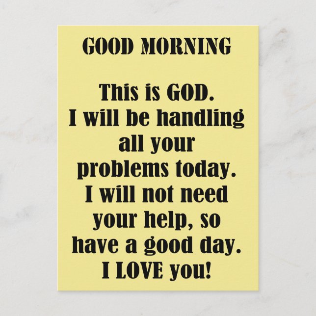Good Morning from GOD Postcard (Front)