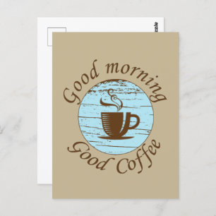 Good morning funny coffee drinker quotes  postcard