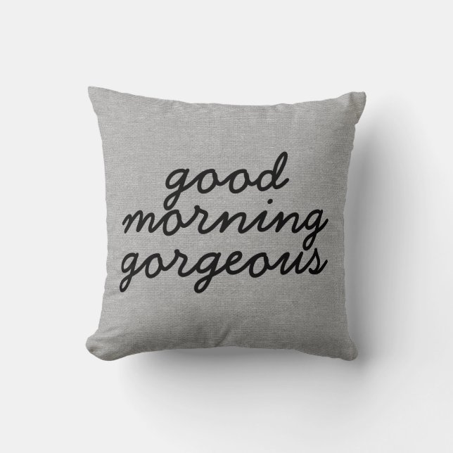 Good morning gorgeous rustic chic burlap linen jut cushion (Front)