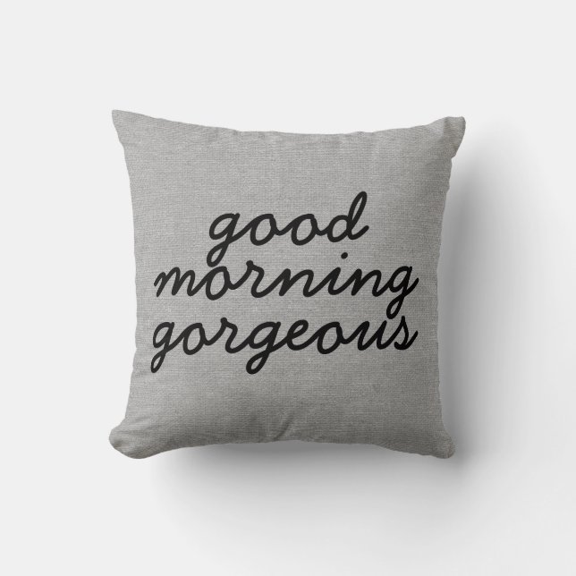 Good morning gorgeous rustic chic burlap linen jut cushion (Front)