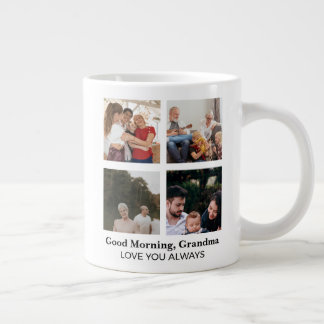 Good Morning Grandma Photo Collage Personalised Large Coffee Mug