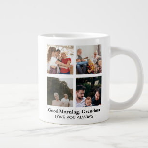 Good Morning Grandma Photo Collage Personalized Large Coffee Mug