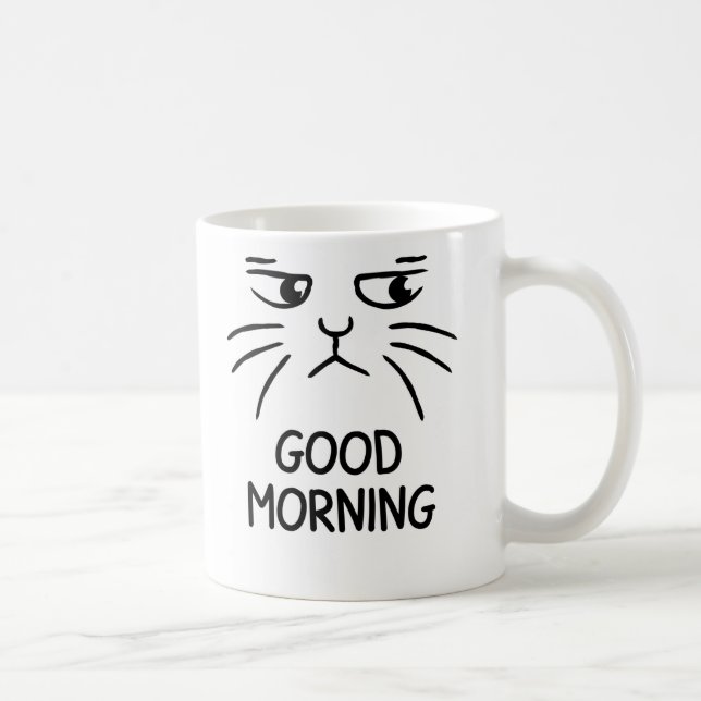 Good Morning – Grumpy Cat Face Coffee Mug (Right)