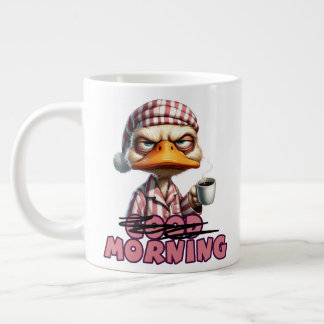 Good Morning Grumpy Duck With Coffee And Pyjamas Large Coffee Mug