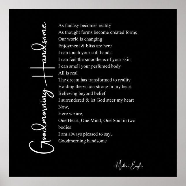 Good morning handsome love poem wall art poster  (Front)