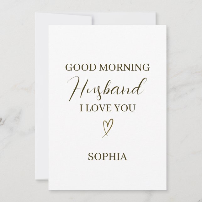 Good Morning Husband Personalised Romantic Gift Card (Front)