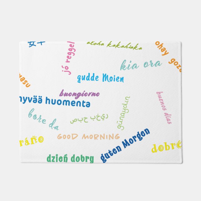 good morning in many languages bath mat (Front)