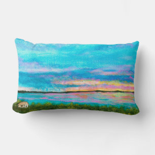 Good Morning, Landscape Art Seashore Beach Sunrise Lumbar Cushion
