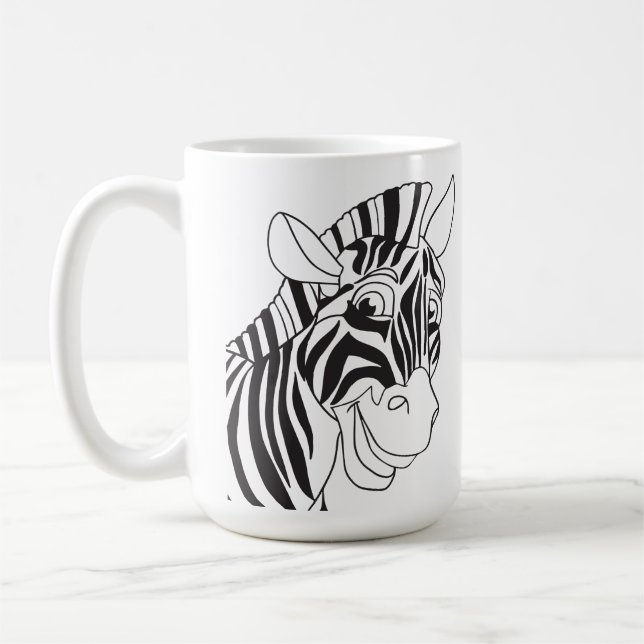 Good Morning Lettering Lovely Zebra Black & White Coffee Mug (Left)