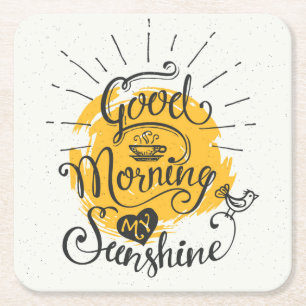 Good Morning My Sunshine Square Paper Coaster