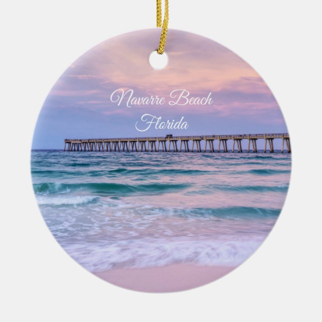 Good Morning Navarre Beach Pier Ornament Souvenir (Front)