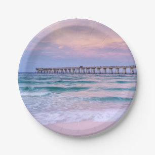 Good Morning Navarre Beach Pier Paper Plate