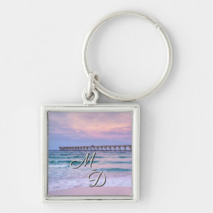 Good Morning Navarre Beach Pier Square Keychain