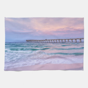 Good Morning Navarre Beach Pier Tea Towel