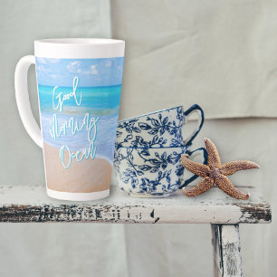 Good Morning Ocean Blue Water Tall Latte Mug