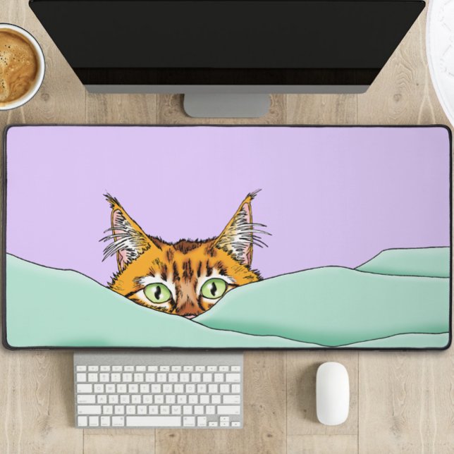 Good Morning Orange Cat Funny Desk Mat (Creator Uploaded)