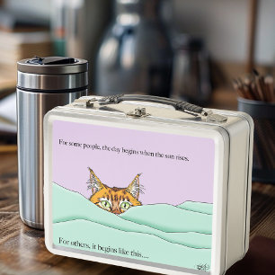 Good Morning Orange Cat Funny Metal Lunch Box