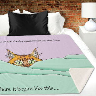 Good Morning Orange Cat Funny Sherpa Blanket