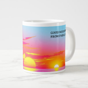 Good Morning Paradise Exotic Beach Sunset Large Coffee Mug
