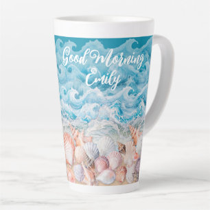 Good Morning Personalized Beach Latte Mug