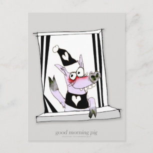good morning pig postcard