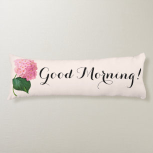 Good Morning Pink Hydrangea Body Pillow
