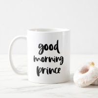 Good Morning Prince Black Modern Typography Mug