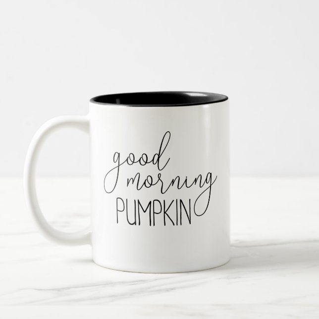 Good Morning Pumpkin Two-Tone Coffee Mug (Left)