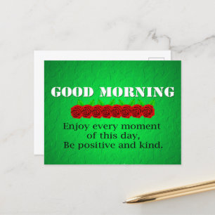 Good morning Red flowers Positivity Quote Postcard