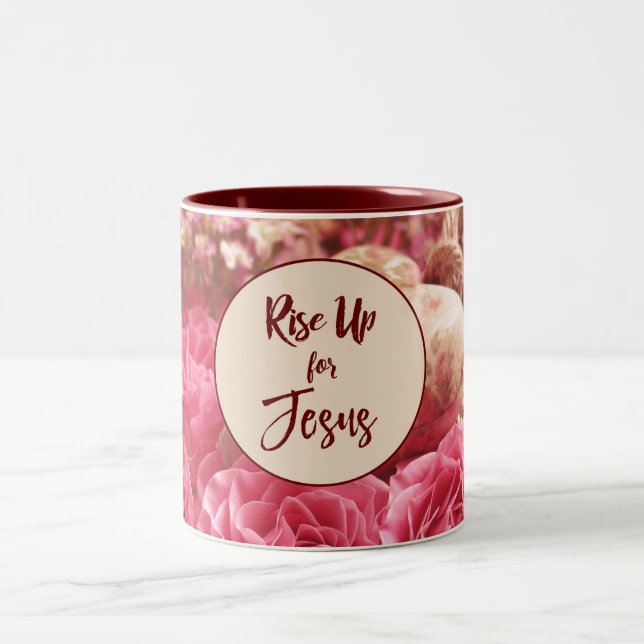 Good Morning; Rise up For Jesus Quote Two-Tone Coffee Mug (Center)
