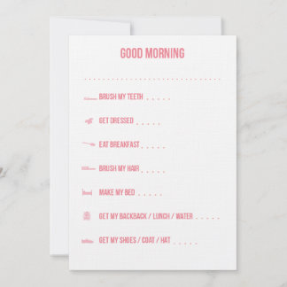 Good Morning Routine Checklist / Pink
