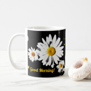 Good Morning! Rustic Farmhouse Daisy Art Custom Coffee Mug
