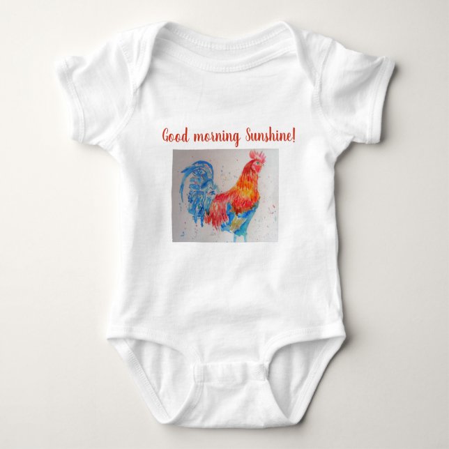 Good Morning Sunshine Baby Bodysuit red rooster (Front)