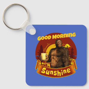 Good Morning Sunshine Bigfoot Coffee Humour Art Key Ring